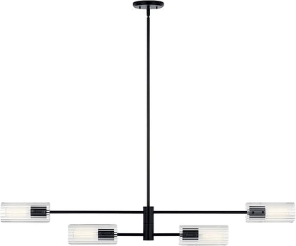 KICHLER Velestino 47.50" 4 Light Linear Chandelier in Black, for Dining Room, Living Room, (7" x 47.50") 52681BK
