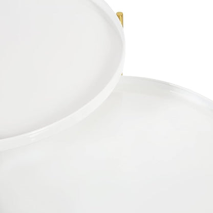 Kate and Laurel Ulani Modern Nesting Coffee Table, Set of 2, White and Gold, Glam Coffee Table Set for Storage and Display
