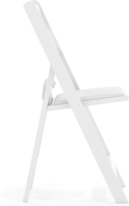 Flash Furniture HERCULES Kids White Resin Folding Chair with White Vinyl Padded Seat