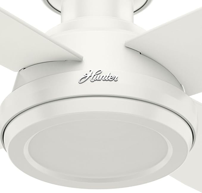 Hunter Fan 52 inch Contemporary Low Profile No Light Fresh White Ceiling Fan with Remote Control (Renewed)