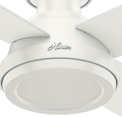 Hunter Fan 52 inch Contemporary Low Profile No Light Fresh White Ceiling Fan with Remote Control (Renewed)