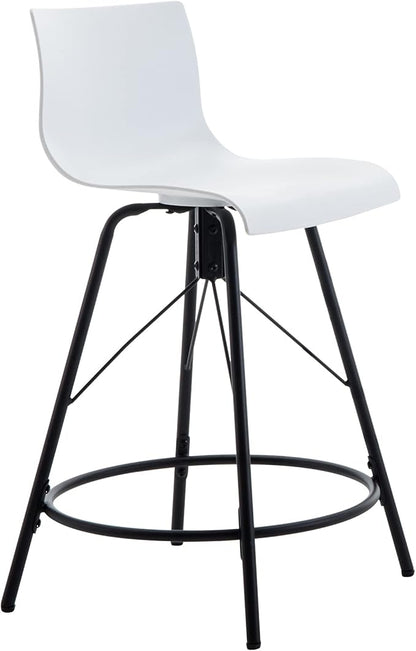 annjoe Swivel Bar Stools Metal Counter Height Stools Plastic Seat Chairs Set of 4 for Indoor Outdoor Home Kitchen Business (30" White)