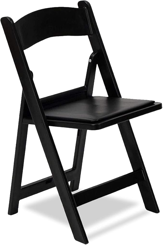 EventStable Titan PRO Resin Folding Chair - Black Indoor/Outdoor Lightweight Padded Chair for Weddings, Parties, Events - 50 Pack