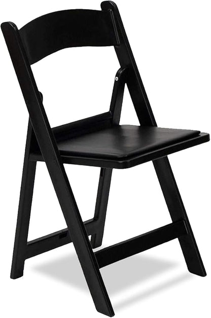 EventStable Titan PRO Resin Folding Chair - Black Indoor/Outdoor Lightweight Padded Chair for Weddings, Parties, Events - 50 Pack