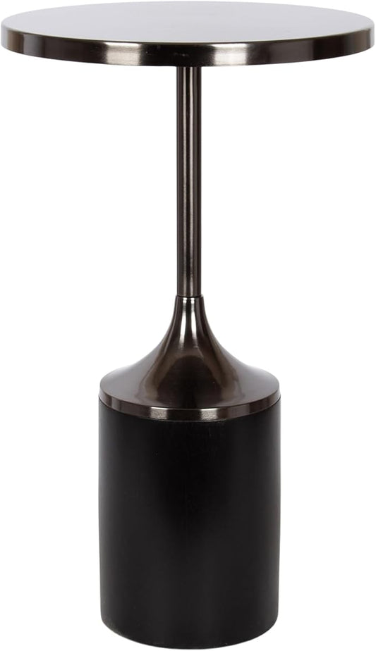 Kate and Laurel Whelan Modern Metal Round Side Table, 14 x 14 x 24, Gunmetal and Black, Transitional Sculptural Indoor Plant Stand for Living Room End Table or Bedroom Nightstand