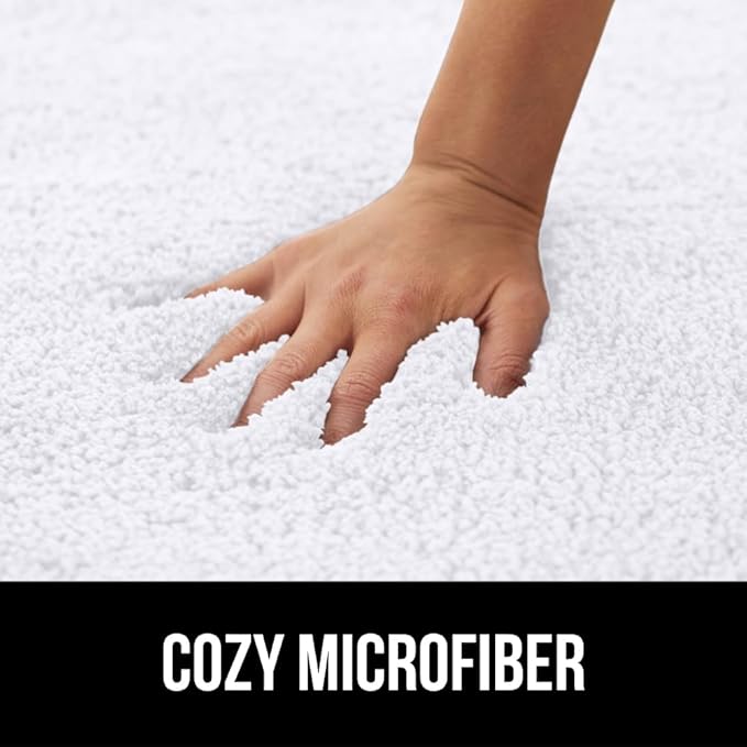 GORILLA GRIP Bathroom Rugs, 42x24, Ultra Soft Absorbent Mat, Thick Plush Bath Rug, Machine Washable, Microfiber Quick Dry, Mats for Shower, Bathtub and Floor, Home Decor Accessories, White