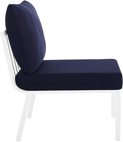 Modway Riverside Outdoor Furniture, 6-Piece Set, White Navy