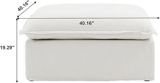 JACH Ottoman Module for Living Room, Cushion Covers Removable, Minimalist Comfy Breathable Ottoman Paired with Sofa Couch for Living Room Apartment, Beige