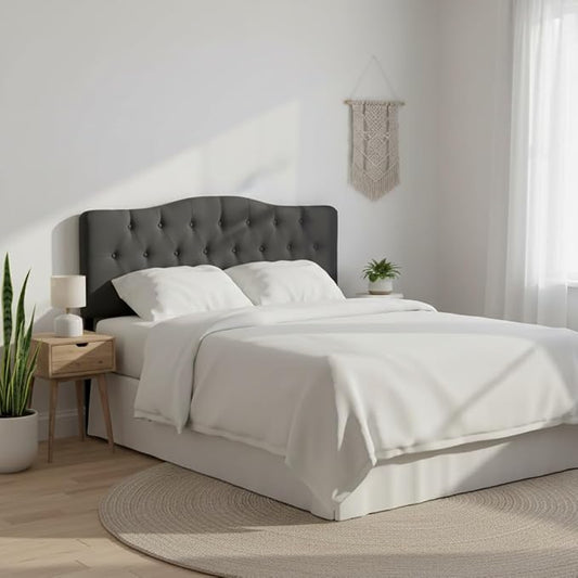Naomi Home Cassandra Queen Tufted Headboard, Upholstered in Durable Linen Fabric – Premium Foam Cushioning, Adjustable Height, Floating Wall or Bed Frame Mount, Compatible with Adjustable Beds