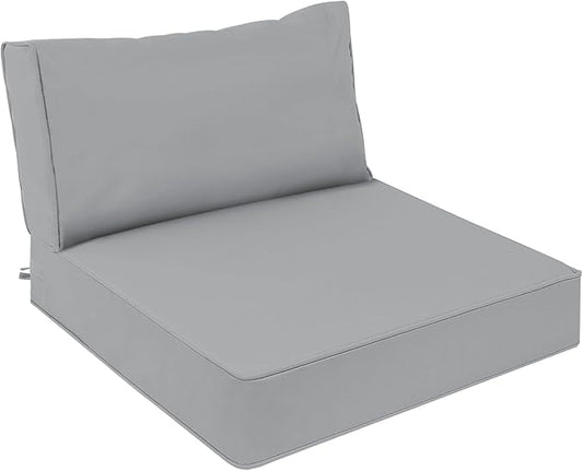 AAAAAcessories Outdoor Deep Seat Cushions, Waterproof, Fade-Resistant Patio Furniture Replacement Cushions, 23.5" x 25.5" x 5" + 23.5" x 13.5", Gray