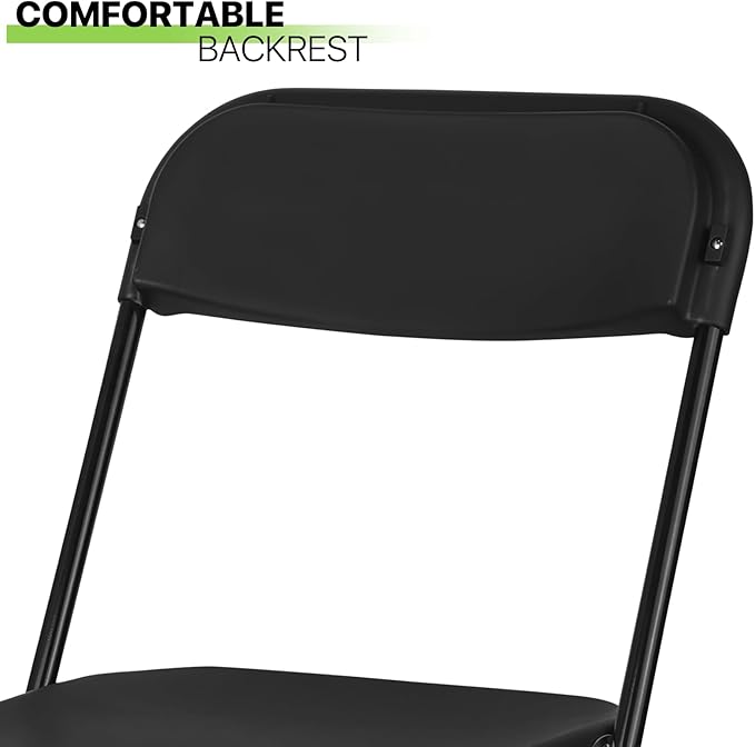 Magshion Plastic Folding Chairs 4 Pack Foldable Dinning Chairs for Wedding Parties Event Outdoor Indoor Lightweight Chair 330lb Capacity, Black