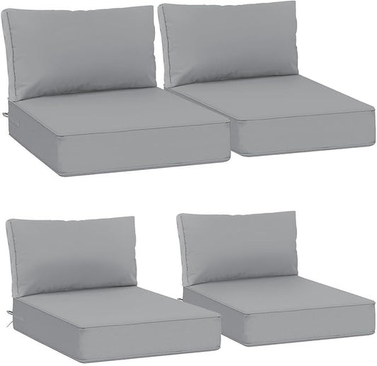 AAAAAcessories Outdoor Deep Seat Cushions, Waterproof, Fade-Resistant Patio Furniture Replacement Cushions, 23.5" x 25.5" x 5" + 23.5" x 13.5", Set of 4, Gray