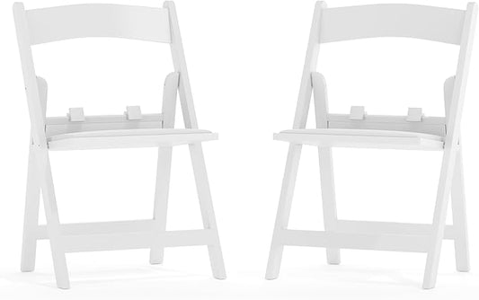 Flash Furniture HERCULES Kids Folding Chairs with Padded Seats | Set of 2 White Resin Folding Chair with Vinyl Padded Seat for Kids
