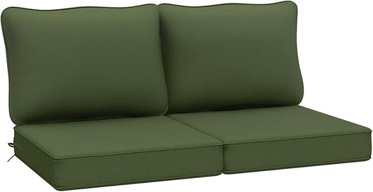 AAAAAcessories Outdoor Deep Seat Cushions, Waterproof, Fade-Resistant Patio Furniture Replacement Cushions, Set of 2, 24" x 24" x 5", Woodland Green