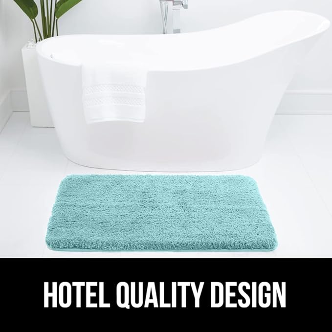GORILLA GRIP Bathroom Rugs, 30x20, Ultra Soft Absorbent Mat, Thick Plush Bath Rug, Machine Washable, Microfiber Quick Dry, Mats for Shower, Bathtub and Floor, Home Decor Accessories, Spa Blue
