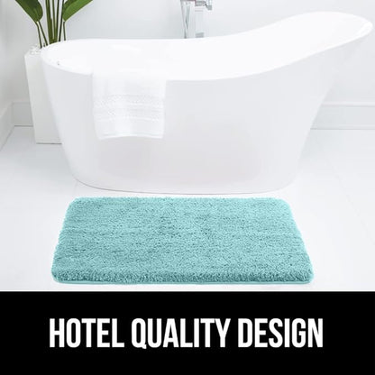 GORILLA GRIP Premium Luxury Bath Rug, 36x24, Absorbent, Soft, Thick Shag, Plush Bathroom Mat Rugs, Machine Washable, Quick Dry, Mats for Shower, Bathtub and Floor Accessories, Spa Blue