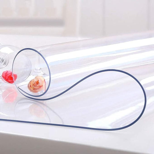 NECAUX Custom 44 x 56 Inch Clear Table Cover Protector, 1.5mm Thick Plastic Waterproof Heavy Duty Desk Pad Mat Non-Slip Tablecloth Protector for Coffee Table, Sofa Table, Media Stand, Countertop