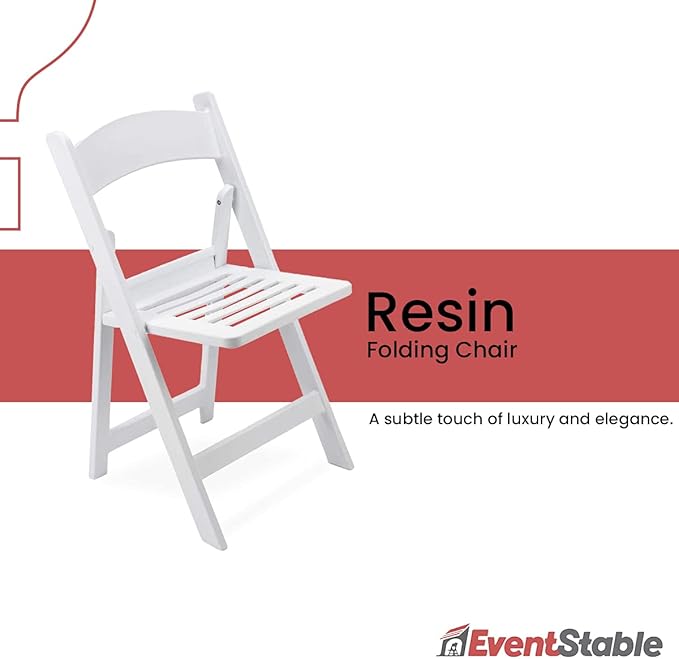EventStable Titan PRO Resin Folding Chair - Indoor/Outdoor Lightweight Chair - Slatted Seat Folding Chair for Weddings Parties Events - 50 Pack