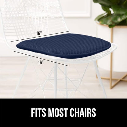 GORILLA GRIP Slip Resistant Chair Cushions, No Ties Required, Memory Foam Pads for Dining Room, Kitchen Table, Office, Rocking Chairs, Plush Seat Cover Cushion Pad, Home Decor, Set of 4, 16x16, Navy