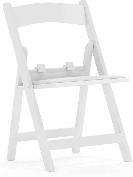 Flash Furniture HERCULES Kids White Resin Folding Chair with White Vinyl Padded Seat