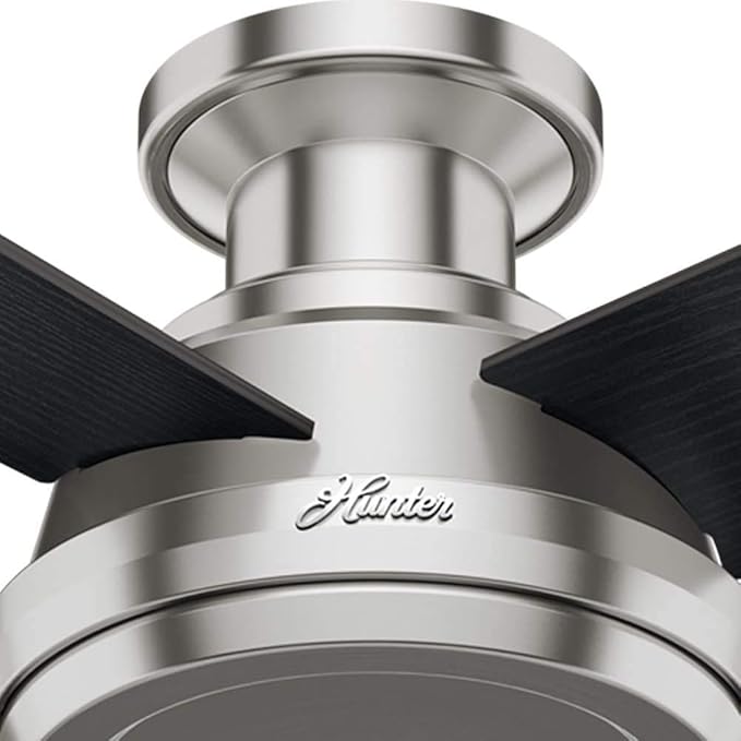 Hunter Fan 52 in Low Profile Brushed Nickel Ceiling Fan with Remote Control (Renewed)