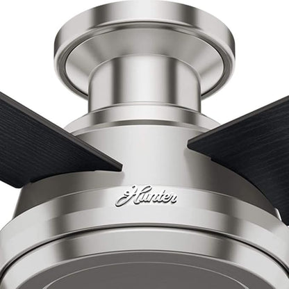 Hunter Fan 52 in Low Profile Brushed Nickel Ceiling Fan with Remote Control (Renewed)
