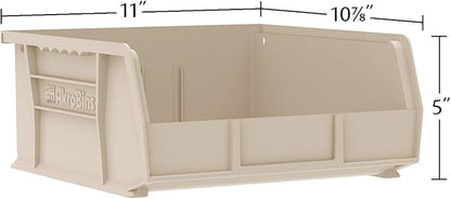 Akro-Mils 30235 AkroBins Plastic Storage Bins, Space-Saving Stackable Bins for Garage, Pantry, Craft Organization, 11" x 11" x 5", Red, 6-Pack
