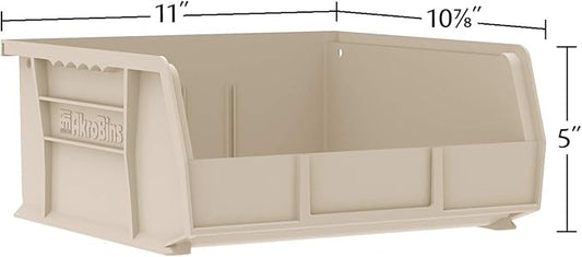 Akro-Mils 30235 AkroBins Plastic Storage Bins, Space-Saving Stackable Bins for Garage, Pantry, Craft Organization, 11" x 11" x 5", Yellow, 6-Pack