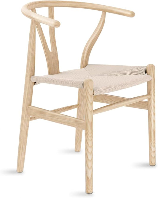 Tomile Wishbone Chair, Wishbone Dining Chair with Arms, Solid Wood Dining Chair & Wood Chair, MCM Dining Chairs, Mid Century Modern Dining Chairs for Dining Room & Kitchen (Ash Wood - Natural)