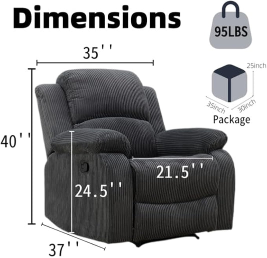 Electric Lift Recliner Sofa, Warm Plush Corduroy Fabric - Comfy Reading Chair for Living Room & Study, Ergonomic Electric Reclining Chair with Soft Upholstery