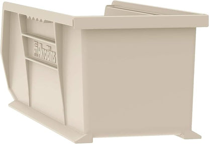 Akro-Mils 30234 AkroBins Plastic Storage Bins, Space-Saving Stackable Bins for Garage, Pantry, Craft Organization, 15" x 5" x 5", Stone, 12-Pack