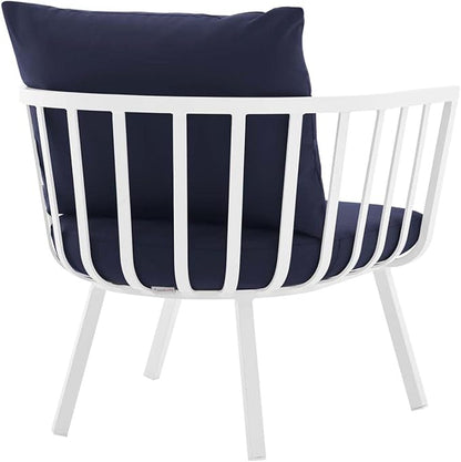 Modway Riverside Outdoor Furniture, 5-Piece Set, White Navy