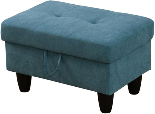 Ottoman Storage Ottoman Bench Flannel Footrest Footstool with Hinged Lid for Living Room, Bedroom, Entryway, Green, 28.5"X19"X17.5"