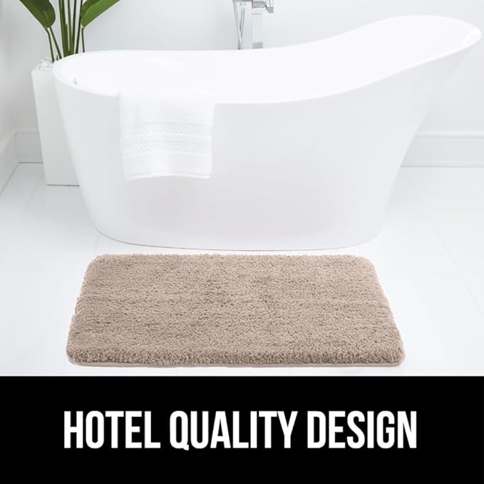 GORILLA GRIP Bathroom Rugs, 36x24, Ultra Soft Absorbent Mat, Thick Plush Bath Rug, Machine Washable, Microfiber Quick Dry, Mats for Shower, Bathtub and Floor, Home Decor Accessories, Beige