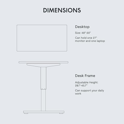 FLEXISPOT EN1 Whole-Piece Standing Desk 48 x 30 inches Electric Height Adjustable Desk for Home Office w/Automatic Smart Keypad (Upgraded White Frame + White Top, 2 Packages)