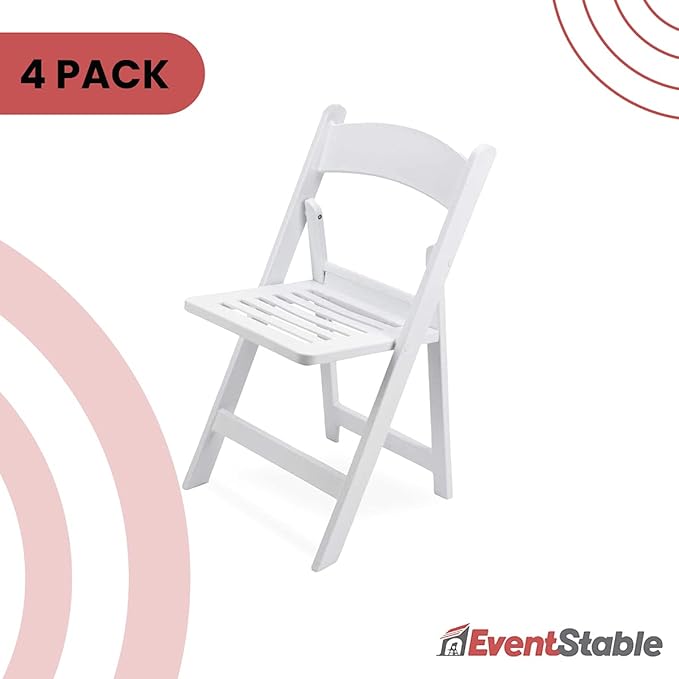 EventStable Titan PRO Resin Folding Chair - 4 Pack Slatted Seat for Weddings Parties Indoor/Outdoor Lightweight