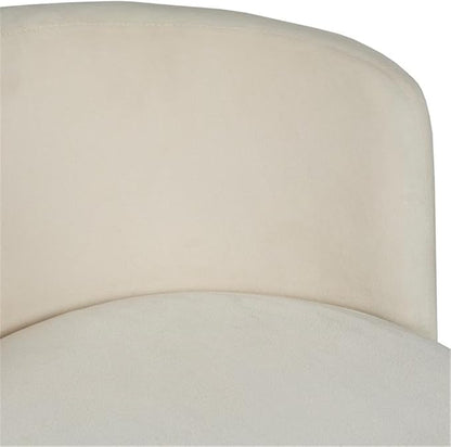 Hillsdale, Marisol Round Metal and Upholstered Vanity Stool with Scoop Back for Makeup Room or Bathroom, Off-White