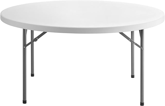 9 Pack! 60" Round Granite White Plastic Folding Table, Heavy Duty Banquet Table Party plastic tables White folding table round Wedding folding table 5-Foot Round Granite White Plastic Folding Table