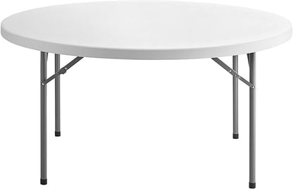 9 Pack! 60" Round Granite White Plastic Folding Table, Heavy Duty Banquet Table Party plastic tables White folding table round Wedding folding table 5-Foot Round Granite White Plastic Folding Table