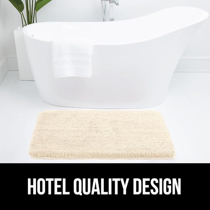 GORILLA GRIP Bathroom Rugs, 30x20, Ultra Soft Absorbent Mat, Thick Plush Bath Rug, Machine Washable, Microfiber Quick Dry, Mats for Shower, Bathtub and Floor, Home Decor Accessories, Ivory