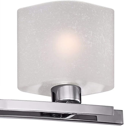 Possini Euro Design Modern Wall Light Chrome Silver Metal Hardwired 32" 4-Light Fixture White Linen Glass Shades for Bedroom Bathroom Mirror Vanity Reading Living Room Hallway House Home Decor