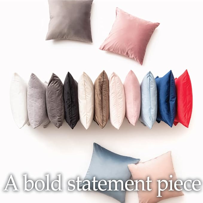 lalaLOOM Velvet Throw Pillow Covers, Set of 2, 20x20 Decorative Square Pillows Home Decor, Soft Accent Cases, Silky Machine Washable Pillowcases for Sofa, Couch, Bedroom, Living Room, Dark Gray