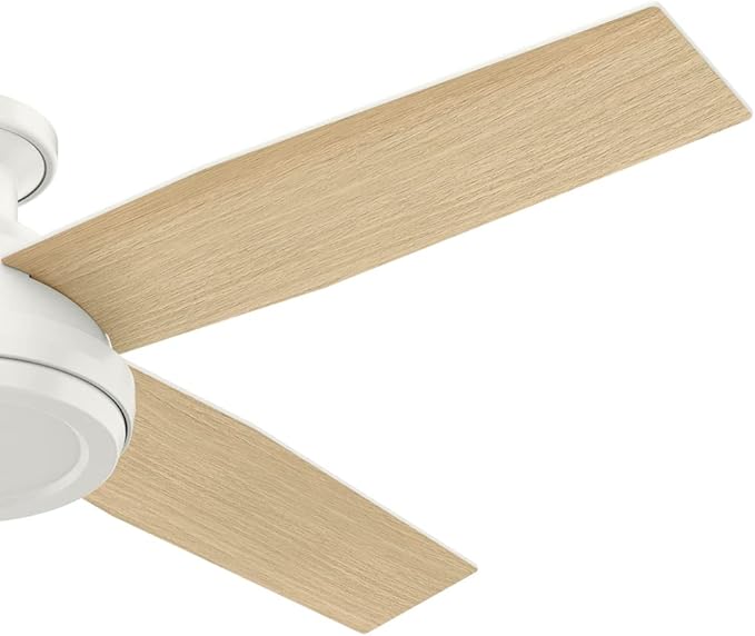 Hunter Fan 52 inch Contemporary Low Profile No Light Fresh White Ceiling Fan with Remote Control (Renewed)