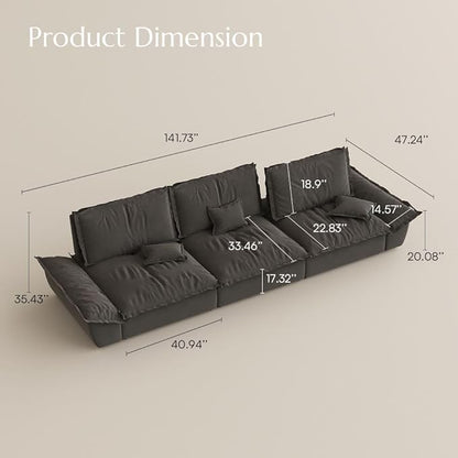 POVISON Oversized Modular Sectional Sailboat Sofa for Living Room with Adjustable Backrest Sectional Couches Large Deep Sofa Set 3 Seats Big Comfy Cloud Couch for House Office
