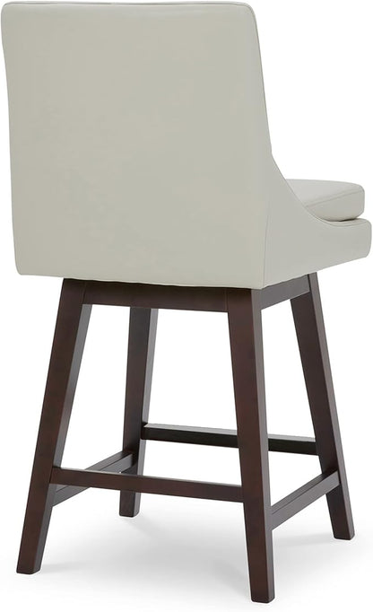 CHITA Counter Height Swivel Barstool, FSC Certified Upholstered Bar Stool, 26.8" H Seat Height, PU Leather in Creamy Gray
