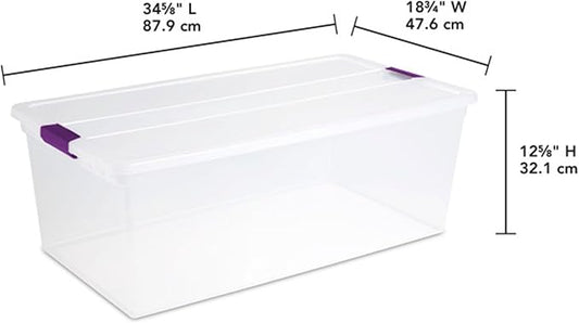 Sterilite 16-Pack 110 Quart ClearView Latch Box, Stackable Organizer Bins with Latching Lids - Clear Plastic Organization Containers for Closet, Bedroom, Shelving Units and Everyday Home Storage