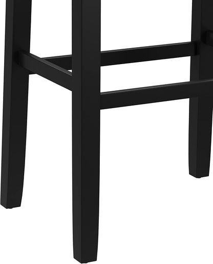 Hillsdale Fiddler Wood Backless Bar Height Stool with Saddle-Style Seat, Black