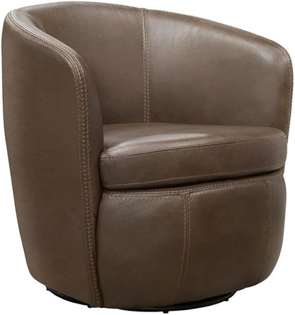 Pemberly Row Vintage Brown All Italian Leather Swivel Club Chair