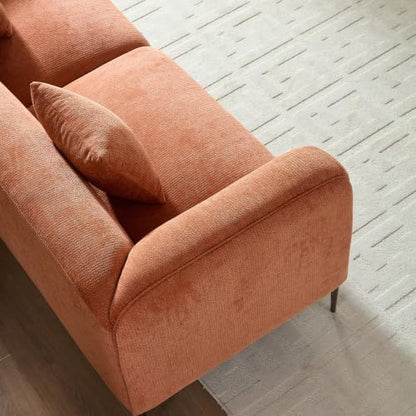 83" Mid-Century Modern Couch, Breathable Fabric Couch with Upholstered Cushions/Pillows, 3-Seat Sofas & Couches, for for Living Room/Bedroom/Lobby/officee (Brown)