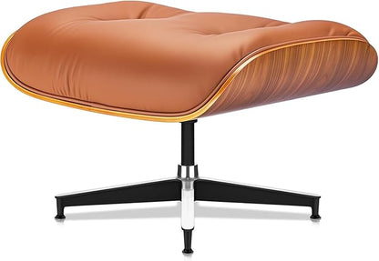 Top Grain Leather, Mid Century Chaise Lounge Chair and Ottoman, Modern Chair Classic Design, Heavy Duty Base Support for Living Room Study Lounge Office, Palisander-Brown, Heightening